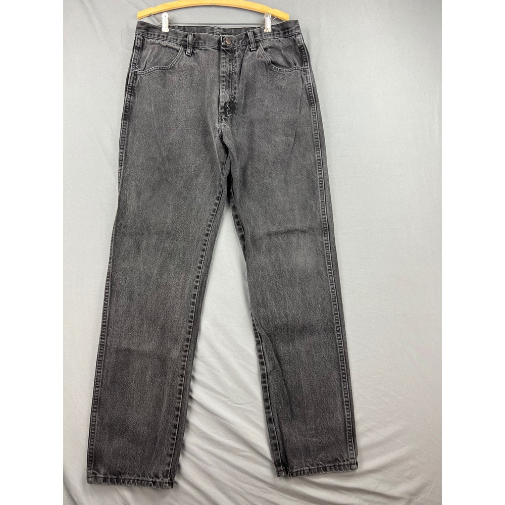 Rustler Jeans Mens 36x34 Regular Fit Black Denim Straight Leg Workwear Good